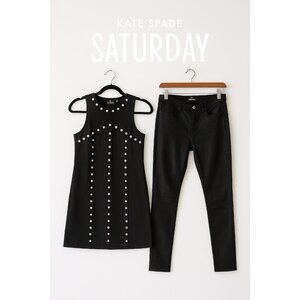 Kate Spade Saturday Bundle – Studded Mini Dress (00) & Coated Skinny Jeans (29)